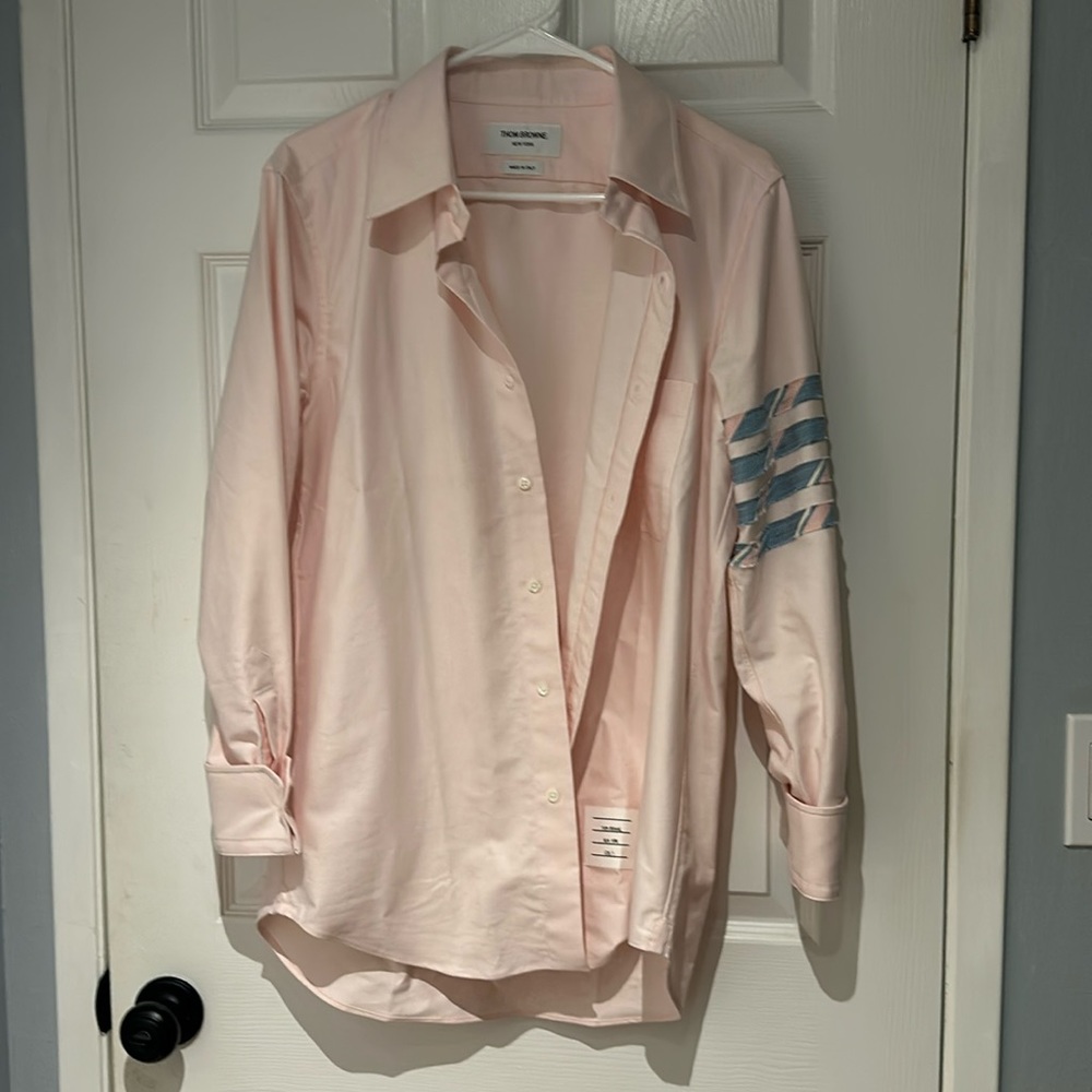 Thom Brown 4-Bar Button-down Pink Oxford Shirt